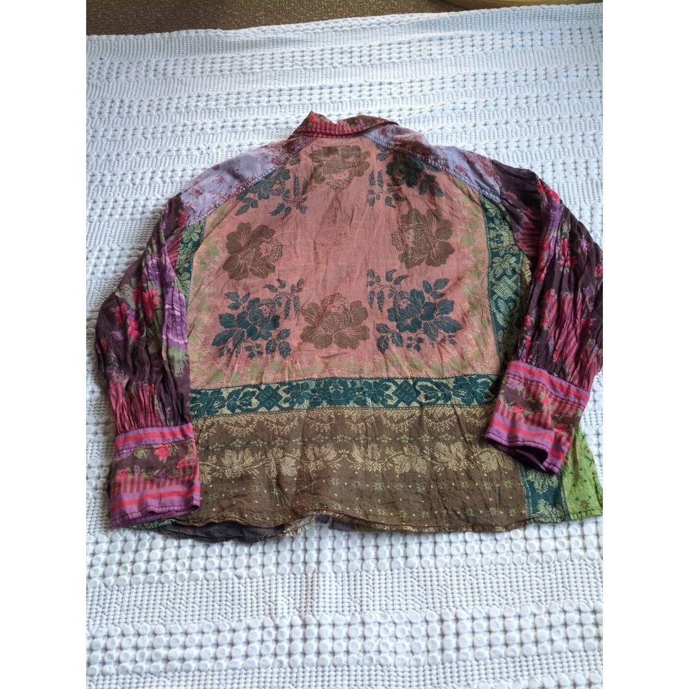 Free People Flower Patch Cotton Button-Front Top Size Medium Multicolor - Picture 5 of 12